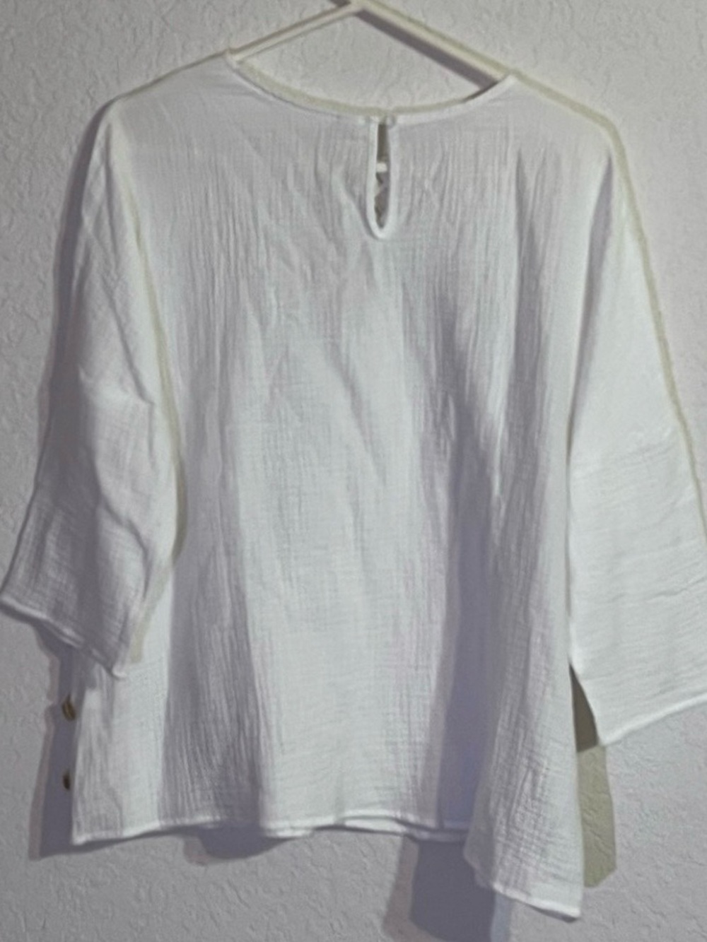 NWTS Women's M White Crochet Lace Textured Top Coastal Boho Cottagecore - Picture 6 of 12